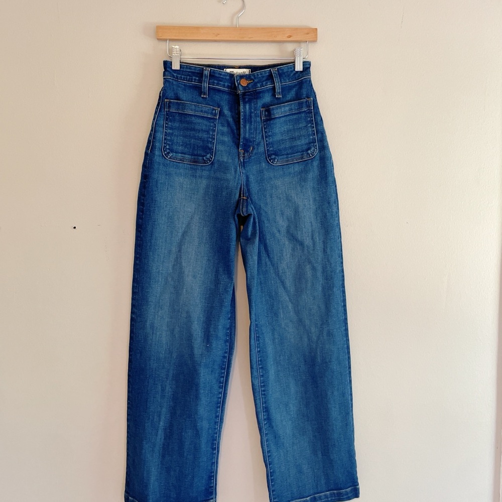 Madewell, curvy Emmett wide leg dark stretch jeans size 26 - Picture 8 of 10